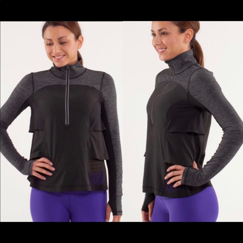 6 Lululemon tiered mesh pullover 1/2 zip euc med